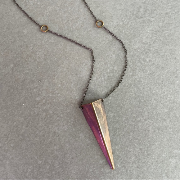 Laura Lombardi Raw Brass Dagger Triangle Necklace - Picture 5 of 12